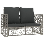 Set Divani da Giardino 2 pz con Cuscini in Polyrattan Grigio