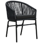 Set da Bistrot 3 pz con Cuscini in Polyrattan Nero