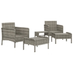 Set Divani da Giardino 5 pz con Cuscini in Polyrattan Grigio