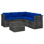 Set Divani da Giardino su Pallet 6 pz con Cuscini Massello Pino