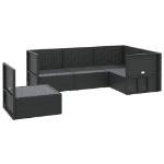 Set Divani da Giardino 5 pz con Cuscini Nero in Polyrattan