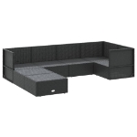 Set Salotto da Giardino con Cuscini 7pz Nero Polyrattan