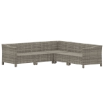 Set Divani da Giardino 5 pz con Cuscini in Polyrattan Grigio