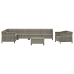 Set Divani da Giardino 8 pz con Cuscini in Polyrattan Grigio