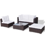 Set Divani da Giardino 5 pz con Cuscini in Polyrattan Marrone