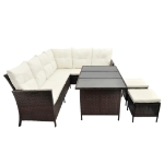 Set Divani da Giardino 4 pz con Cuscini in Polyrattan Marrone