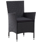 Set da Pranzo da Giardino 9 pz con Cuscini in Polyrattan Nero