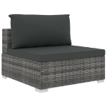 Set Divani da Giardino 6 pz con Cuscini in Polyrattan Grigio