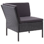 Set Divani da Giardino 3 pz con Cuscini in Polyrattan Nero