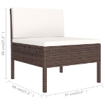 Set Divani da Giardino 2 pz con Cuscini in Polyrattan Marrone