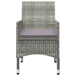 Set Bistrot Giardino 3 pz Polyrattan e Vetro Temperato Grigio