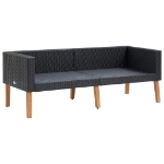 Set Divani da Giardino 2 pz con Cuscini in Polyrattan Nero