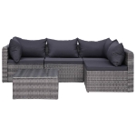 Set Divani da Giardino 7 pz con Cuscini in Polyrattan Grigio