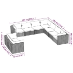 Set Divani da Giardino 9 pz con Cuscini in Polyrattan Grigio