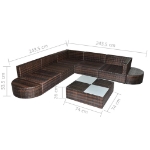 Set Divani da Giardino 8 pz con Cuscini in Polyrattan Marrone