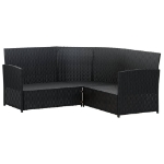 Set Divano a L con Cuscini 2 pz Nero in Polyrattan