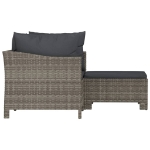 Set Divani da Giardino 3 pz con Cuscini in Polyrattan Grigio