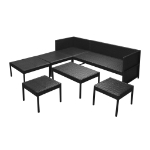 Set Divani da Giardino 6 pz con Cuscini in Polyrattan Nero