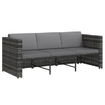 Set Divani da Giardino 4 pz con Cuscini in Polyrattan Grigio