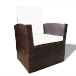 Set Divani da Giardino 4 pz con Cuscini in Polyrattan Marrone