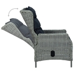 Set Pranzo da Giardino 9pz con Cuscini Polyrattan Grigio Chiaro