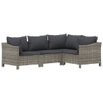 Set Divani da Giardino 6 pz con Cuscini in Polyrattan Grigio