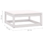 Poggiapiedi da Giardino 70x70x30 cm Bianco in Legno Massello di Pino