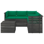 Set Divani da Giardino su Pallet 6 pz con Cuscini Massello Pino