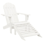 Sedia Adirondack con Ottomana e Tavolo in Abete Massello Bianco