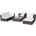 Set Divani da Giardino 6 pz con Cuscini in Polyrattan Marrone