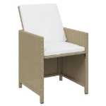 Set da Pranzo da Giardino 15 pz con Cuscini in Polyrattan Beige