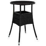 Set Bistrò da Giardino 3 pz con Cuscini in Polyrattan Nero