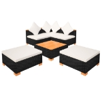 Set Divani da Giardino 6 pz con Cuscini in Polyrattan Nero