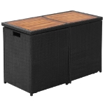 Set da Bistrot 3 pz con Cuscini in Polyrattan Nero