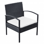 Set Divani da Giardino 4 pz con Cuscini in Polyrattan Nero