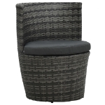 Set da Bistrot 3 pz con Cuscini in Polyrattan Grigio