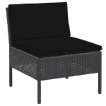 Set Divani da Giardino 6 pz con Cuscini in Polyrattan Nero