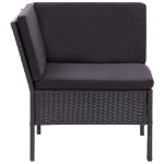 Set Divani da Giardino 6 pz con Cuscini in Polyrattan Nero