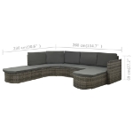 Set Divani da Giardino 4 pz con Cuscini in Polyrattan Grigio