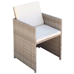 Set da Pranzo da Giardino 13 pz con Cuscini in Polyrattan Beige