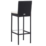 Set da Bar da Giardino 7 pz con Cuscini in Polyrattan Nero