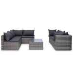 Set Divani da Giardino 10 pz con Cuscini in Polyrattan Grigio