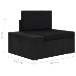 Set Divani da Giardino 5 pz con Cuscini in Polyrattan Nero