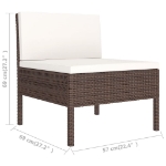 Set Divani da Giardino 9 pz con Cuscini in Polyrattan Marrone