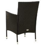 Set da Pranzo da Giardino 7 pz con Cuscini in Polyrattan Nero