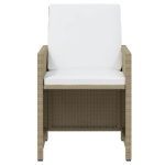 Set da Pranzo per Giardino 19pz con Cuscini in Polyrattan Beige