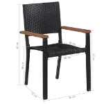 Set da Pranzo da Giardino 5 pz in Polyrattan e Acacia Nero