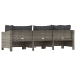 Set Divani da Giardino 4 pz con Cuscini in Polyrattan Grigio