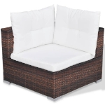 Set Divani da Giardino 10 pz con Cuscini in Polyrattan Marrone