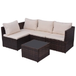 Set Divani da Giardino 5 pz con Cuscini in Polyrattan Marrone